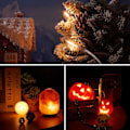 Miniatyrbillede 7 af 7: Tilbehørssnor med 3 LED-pærer, 8,2 fod indendørs blæseform lysledning med hunstik til Halloween-græskar, julelandsbyhuse og