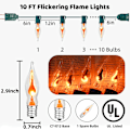 Miniatyrbild 3 av 9: Ljus - Flimrande flamslingor, 12,8 fot C7 Retro Halloween-ljus inomhus utomhus, Twinkle Flame String Lights med 12 st E12-baserade flammor