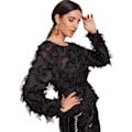 Miniatyrbilde 3 av 5: Kvinners Casual Rund Hals Frynser Patch Lang Ermet Mesh Topp