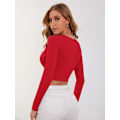 Miniatyrbilde 2 av 5: Kvinners dyp V-hals lang ermet kryss wrap crop topper