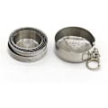 Miniatyrbild 3 av 5: Hopfällbar mugg i rostfritt stål med lock & nyckelring - 75ml/2.5oz Återanvändbar för camping, vandring, utomhus | 2-pack