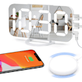 Miniatyrbild 1 av 8: Hög digital väckarklocka för tunga sovare vuxna med sängvibrator, 2 USB-laddare, justerbar LED-lampa, snooze, larm, klocka för sovrum, vit