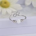Miniatyrbillede 3 af 5: 925 Sterling Sølv Angst Ring - Perler Drejer Fidget Spinner Ringe