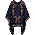 Miniatyrbillede 2 af 5: Farveblok Dame Sjal Wrap Stilful Åben Front Poncho Cape