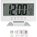 Miniatyrbild 6 av 9: Bordsur, LCD-display Digital Sound Sensor Klocka Bordslarmklocka med Smart Nattljus och Snooze Tid/Kalender/Temperatur Display(Silver)