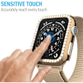 Miniatyrbillede 4 af 5: Rhinestone Etui Kompatibelt med Apple Watch 40mm Series 6/SE 5 4 med Hærdet Glas Skærmbeskytter, Bling Krystal Bumper Hård PC Tynd Beskyttende Co