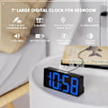 Miniatyrbild 2 av 8: Digital väckarklocka för sovrum, 7\" digitalklocka med dubbla alarm, typ C & USB-laddningsport, nattlampa, fet siffra stor display, 7 blå