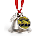 Miniatyrbild 1 av 7: Brott Olycksplats Varning Varning Polis Silverklocka Prydnad Julgransklockor med Röd Snöre Metall Jul Hängande Dekorationer för Semester