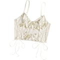 Miniatyrbilde 5 av 5: Kvinners Broderi Blonder Opp Snøring Crop Cami Topp Spaghetti Stropp Tilpasset Camisole Crop