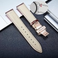 Miniatyrbild 2 av 2: Läderklockarmband Ersättning Alligator Rem För Män Kvinnor Med Silver Fjärils Deployment Spänne Light brown 24mm