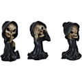 Miniatyrbillede 6 af 8: Ebros Gave Gotisk Alkymi Nekromanti Magi Se Høre Tale Intet Ondt Grim Reaper Skelet Figurer Chibi Sæt af 3     Dekor Ossuarium Kirkegård
