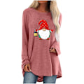 Miniatyrbillede 1 af 4: Juletrøjer til kvinder. Dame Elk Graphic Print Langærmede T-shirts