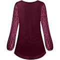Miniatyrbild 5 av 5: Damruffle långärmad blus ärm mesh blus lös flytande toppar med