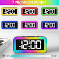 Miniatyrbild 3 av 8: Färgglad nattlampa LED digital väckarklocka med superhög dubbelalarm, vardagsläge, snooze, dimmer, USB-laddningsport för vardagsrum, sovrum,