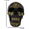 Miniatyrbillede 3 af 9: Ebros Keltisk Tribal Knotwork Tattoo Sort Spøgelse Vampyr Kranie Statue 7\" Lang Som Macabre Ossuary Dekoration Dracula Skelet Kranium til     Black & Day