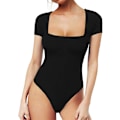 Miniatyrbilde 1 av 4: Kvinners firkantet hals kort ermet lang ermet topper body jumpsuit