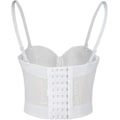 Miniatyrbillede 2 af 5: PU Læder Bustier Crop Top Push Up Club Fest Kvinders Korset Top BH Hvid