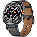Miniatyrbild 1 av 7: Robust läderarmband kompatibelt med Galaxy Watch Ultra 47mm (2024), Quick Release brett armband med titanmetallkontakt för Galaxy