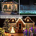 Miniatyrbillede 4 af 6: 360 LED Net Lights, 21ft x 5ft Farverige Julelys Net Lys Klar Ledning 8 Tilstande, Sammenkædelig Vandtæt Lyskæde Udendørs til Buske Træ