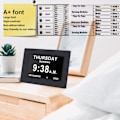 Miniatyrbild 3 av 6: Klocka med dag och datum för äldre - 3 färger display digital kalender väckarklocka demens Alzheimers klocka med extra stor display (7in svart)