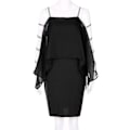 Miniatyrbild 3 av 5: Plus Size Chiffon Knälång Klänning för Kvinnor Casual Fladdermusärm Mode