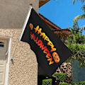 Miniatyrbild 6 av 9: Glad Halloween 3X5FT Dubbelsidig Hållbar Uteplats Lätt Torr Utomhus Överraskningsfest Svart Svart