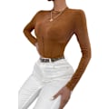 Miniatyrbilde 4 av 5: Kvinners Mock Neck Langarmet Ribbstickad Slim Fitted Crop