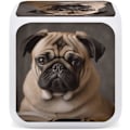 Miniatyrbild 4 av 8: LED-väckarklocka, djur mops hund tryck flerfärgad väckarklocka geometrisk väckarklocka sovrumsväckarklocka tyst väckarklocka vit vit