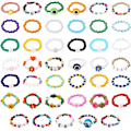 Miniatyrbillede 1 af 5: Daisy Flower Bead Rings Set - Regnbuefarvede elastiske staplingsringe til kvinder og piger