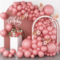 Miniatyrbillede 1 af 5: 113 stk. støvede rosa balloner, 18/12/10/5 i vintage retro rouge rosa