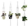 Miniatyrbild 1 av 5: Set med 4 Macrame hängande korgar Bomullsrep hängande plantera blomkruka växt