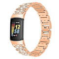 Miniatyrbillede 1 af 5: For Fitbit Charge 5 Diamant Rustfrit Stål Urrem OCM Rose Gold