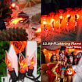 Miniatyrbillede 3 af 9: Halloween-lys indendørs flimrende flammelyskæde med 10 pakker klare C7 flammepærer, 12,8 fod flammelyskæde til indendørs udendørs