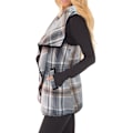 Miniatyrbilde 2 av 4: Dame Vest Lapel Åpen Front Buffalo Plaid Ermeløs Cardigan Jakke Frakk med