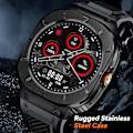 Miniatyrbillede 2 af 7: Silikone Rem med Rustfrit Stål Etui Kompatibel med Galaxy Watch Ultra 47mm Remme Beskyttende Etui til Mænd (Sort) Sort/Sort