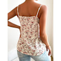 Miniatyrbilde 2 av 5: Kvinners Blomstermønstret Blonder Trim Spaghetti Stropp Cami Topp Camisole