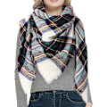 Miniatyrbillede 1 af 5: Varmt damtæppe tørklæde Oversized kvast Tartan Wrap Sjal Plaid Cozy Ternet