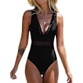 Miniatyrbillede 1 af 5: Dam V-ringad kjole mesh badedragt Figurformning One-Piece