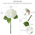 Miniatyrbillede 2 af 5: Hvide Hortensia Kunstige Blomster, 3 Stk Store 21u201d Royal Real Teach Latex
