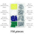 Miniatyrbild 3 av 5: Plast Gips Väggankare Skruv Sortiment Kit 116ST