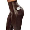 Miniatyrbild 3 av 5: Kvinnors Leggings i konstläder Byxor PU Elastiskt formande höft