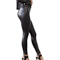 Miniatyrbillede 1 af 5: Kvinde Kunstlæder Leggings Bukser PU Elastisk Formgiven Hofte