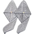 Miniatyrbild 1 av 5: Superabsorberande mikrofiberhårhandduk 2-pack (grå och randig)