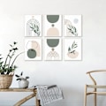 Miniatyrbild 4 av 5: Boho väggkonsttryck - Salviagrön abstrakt geometrisk boho-dekor
