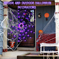 Miniatyrbillede 3 af 7: Spider Web Lights - 4FT Diameter 70 LED med Sort Edderkop, Vandtætte Net Lights, Fjernbetjening, 8 Tilstande Cobweb til Hus Have Indendørs Udendørs