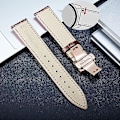 Miniatyrbild 3 av 4: Läderklockarmband Ersättning Alligator Rem För Män Kvinnor Med Silver Fjärils Deployment Spänne Light brown 16mm