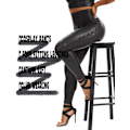 Miniatyrbild 5 av 5: Kvinnors Leggings i konstläder Byxor PU Elastiskt formande höft