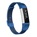 Miniatyrbillede 1 af 5: For Fitbit Alta / Alta Hr / Ace Watch Button Mesh Metal Replacement Strap Watchband SLZ Dark Blue