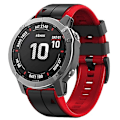 Miniatyrbillede 1 af 5: For Garmin Fenix 7x lodrette striber to-farvet silikone urrem LUL Black Red