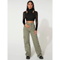 Miniatyrbillede 5 af 5: Kvinde Udskåret Langærmet Rund Hals Crop Top Slim